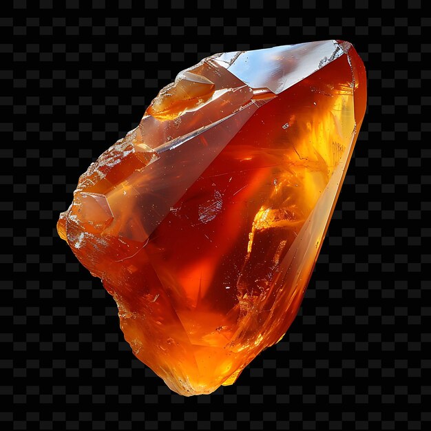 PSD carnelian crystal with cabochon shape orange color and trans png gradient object on dark background