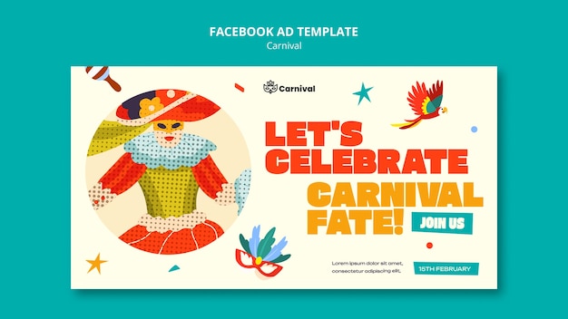 PSD template di facebook per la celebrazione del carnevale