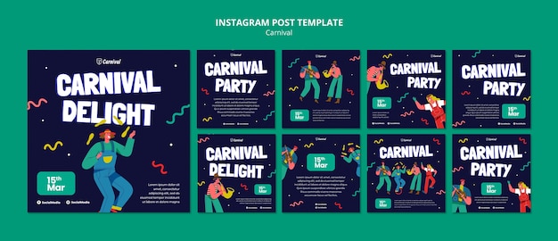 PSD post su instagram per la celebrazione del carnevale