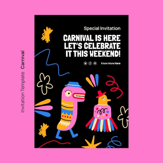 PSD carnival celebration invitation template