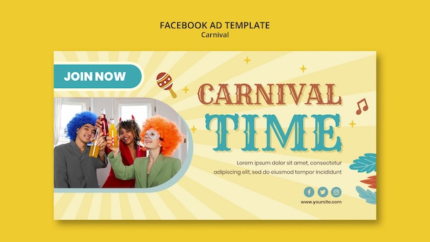 Modello facebook di intrattenimento di carnevale