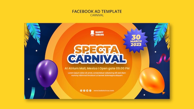 PSD modello facebook di intrattenimento di carnevale