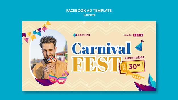 PSD modello facebook di intrattenimento di carnevale