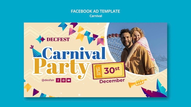 Modello facebook di intrattenimento di carnevale