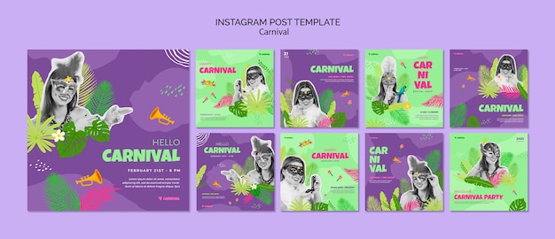 Modello di post di instagram per l'intrattenimento di carnevale