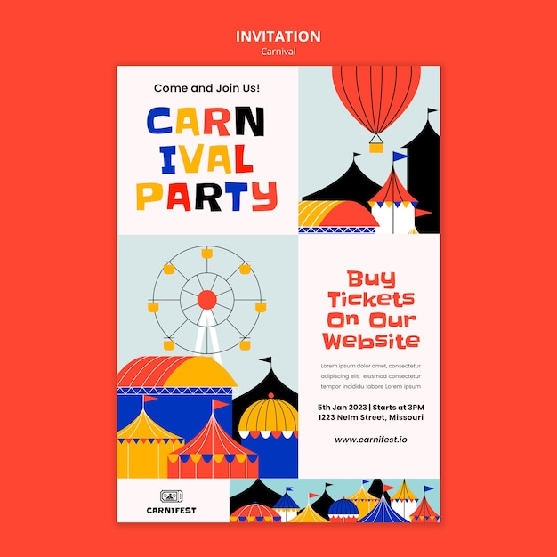 PSD carnival entertainment invitation template