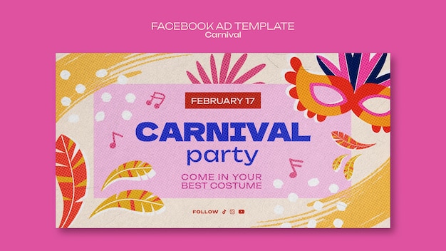 PSD modello di facebook per l'evento del carnevale