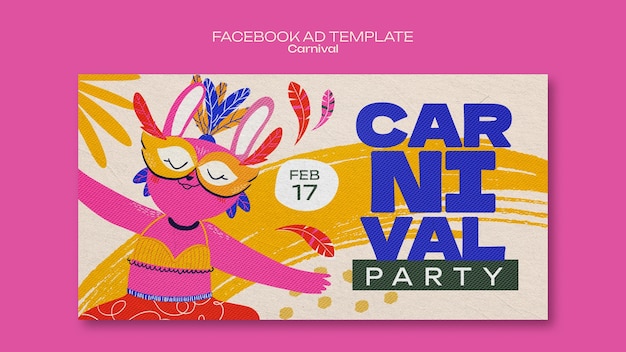 PSD modello di facebook per l'evento del carnevale