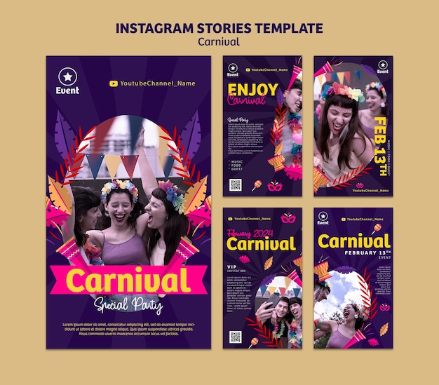 PSD evento di carnevale su instagram