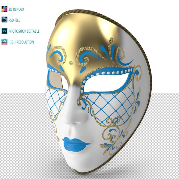 PSD maschera per viso di carnevale 3d modellazione psd