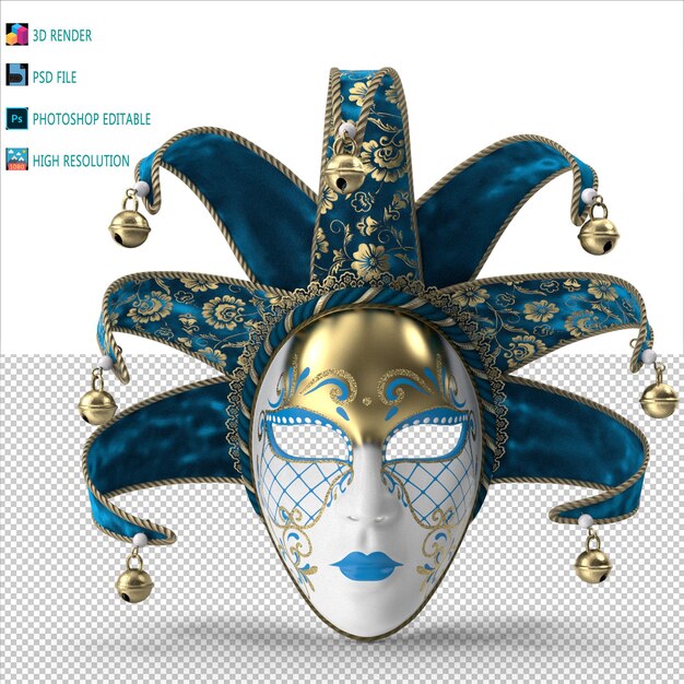 PSD maschera per viso di carnevale 3d modellazione psd