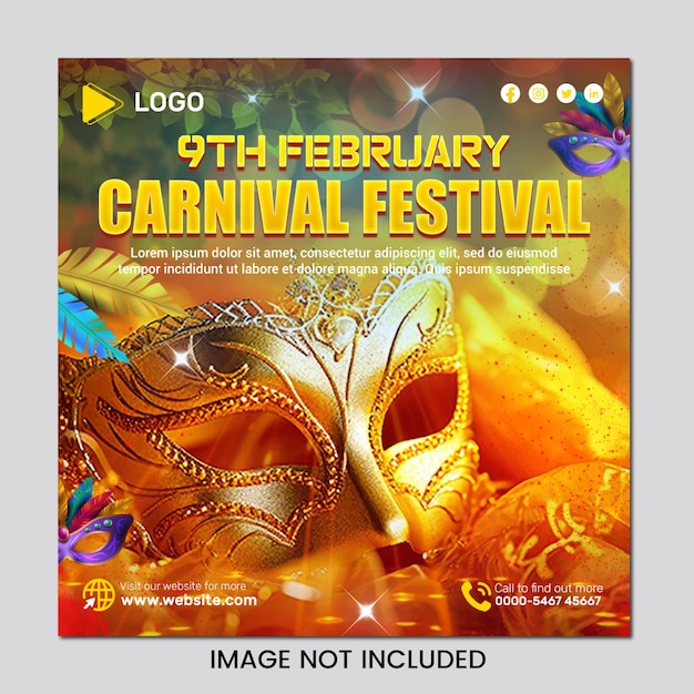 PSD carnival festival day celebration square social media post and web banner design template