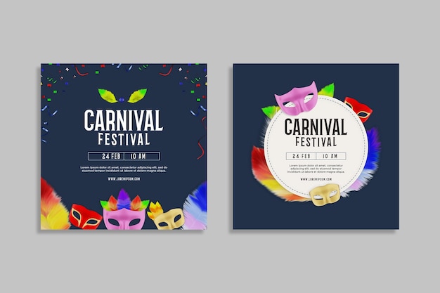 PSD modello di social media del festival di carnevale