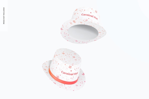 carnival hats mockup, floating