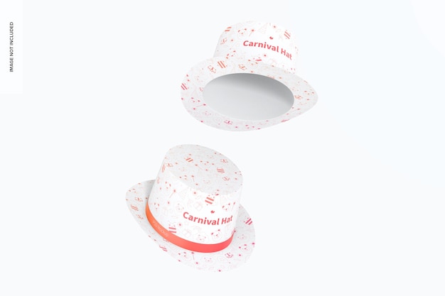 PSD mockup di cappelli di carnevale, galleggianti