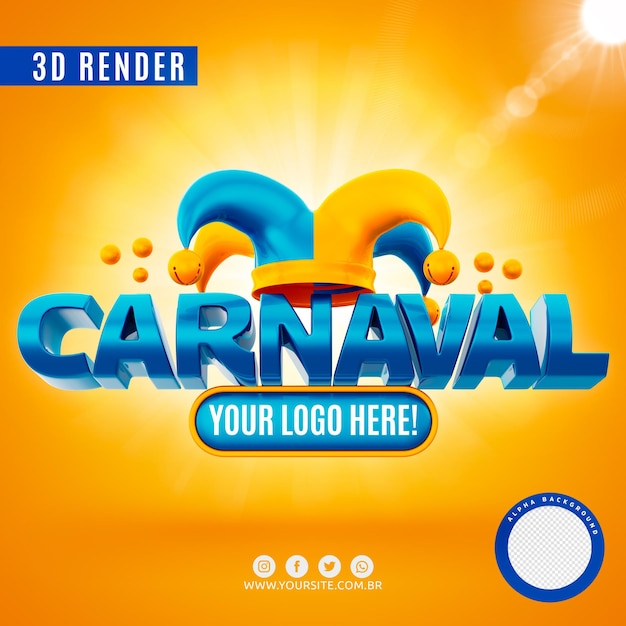 Carnival logo for companies in 3d rendering premium psd