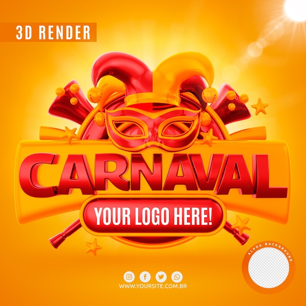 Logo di carnevale per le aziende nel rendering 3d psd premium