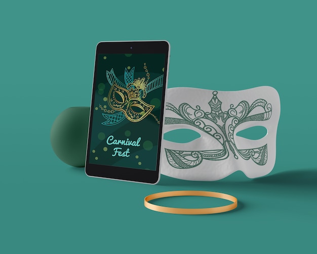 carnival mask on tablet device