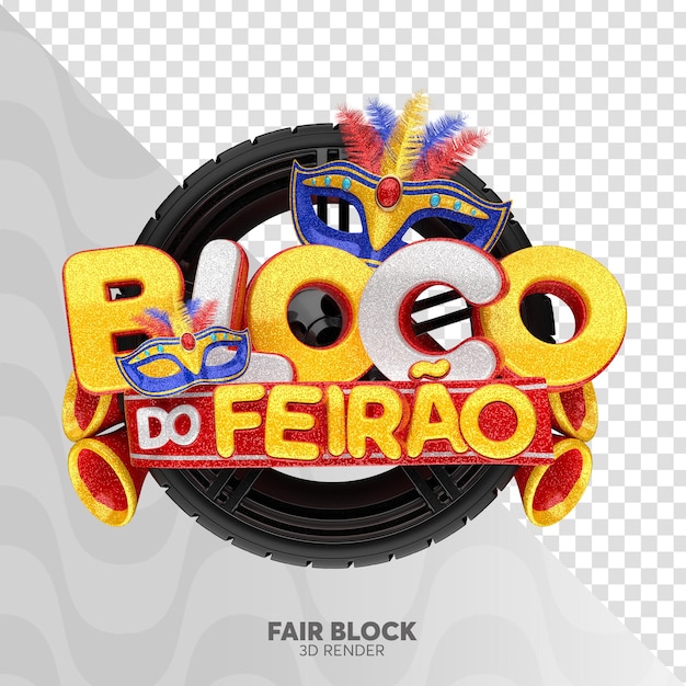 PSD carnival mega fair label 3d render for marketing campaign