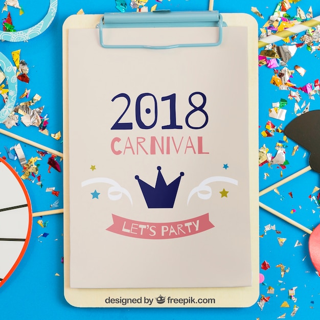 Carnival mockup with clipboard