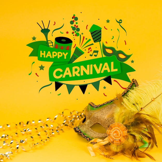 PSD carnival mockup with image of mask