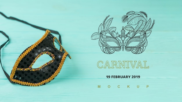 PSD carnival mockup with image of mask