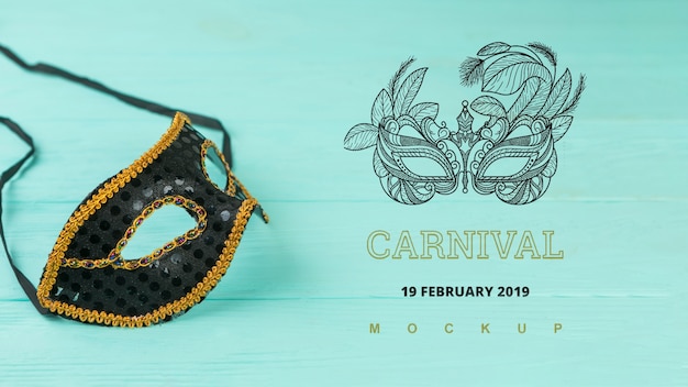 PSD mockup di carnevale con l'immagine della maschera