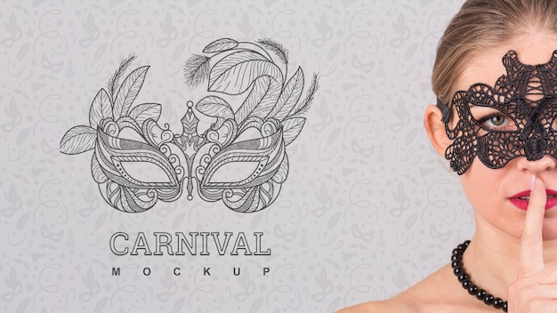 PSD mockup di carnevale con l'immagine della donna