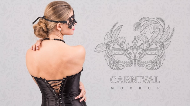 PSD carnival mockup with image of woman