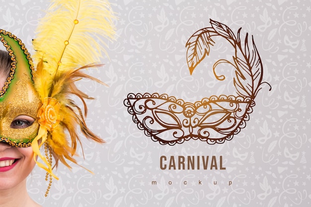 Carnival mockup with image of woman