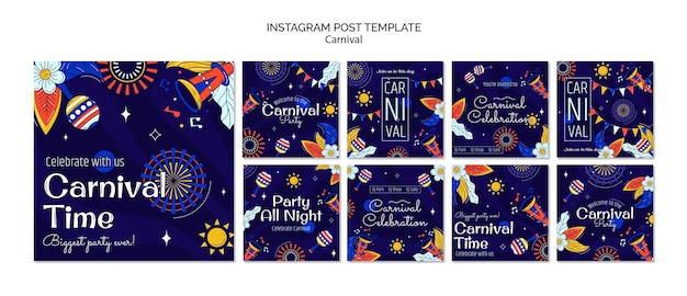 PSD post instagram della festa di carnevale