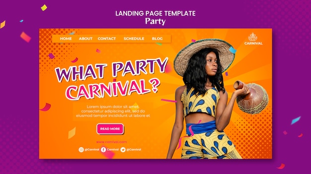 Carnival party landing page