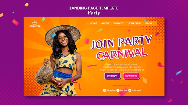 Carnival party landing page