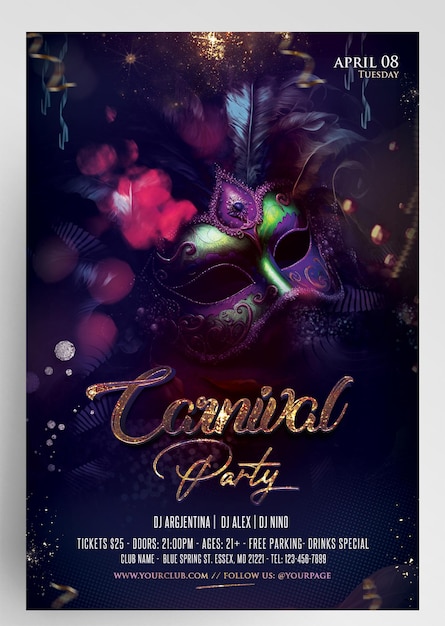 PSD carnival party night flyer design