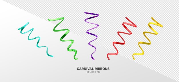 PSD carnival ribbons 3d render realistic colors