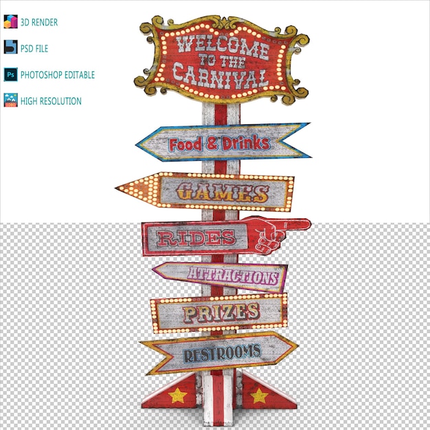 PSD carnival sign 3d modeling psd