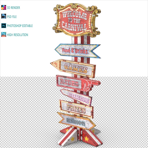 PSD carnival sign 3d modeling psd