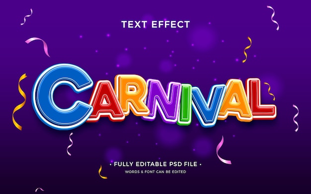 PSD carnival text and confetti