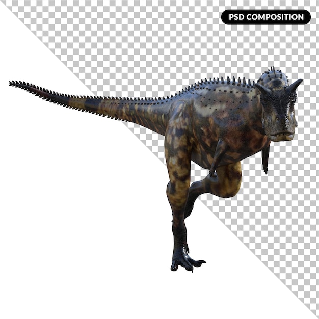 PSD carnotaurus dinozaur na białym tle renderowania 3d