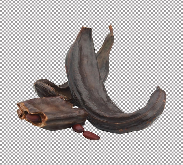 PSD carob pods and seed on a white background