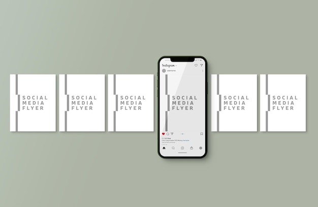 PSD mockup di carosello con 6 foto di feed post instagram