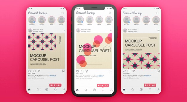 PSD carousel post on a device mockup