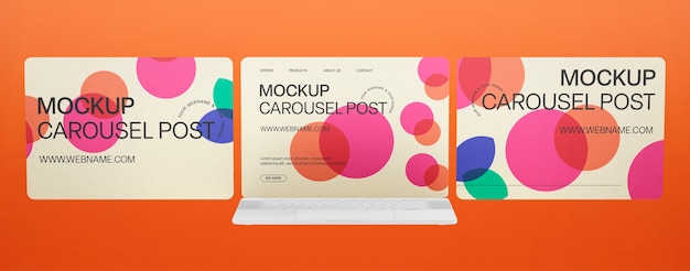 PSD carousel post on a device mockup