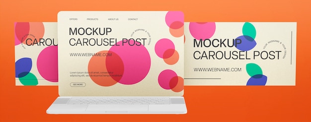 PSD carousel post on a device mockup