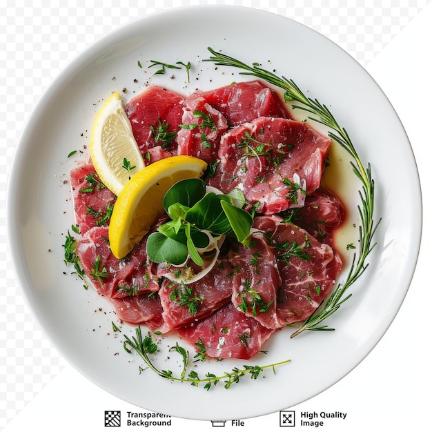 PSD carpaccio of veal on a white plate
