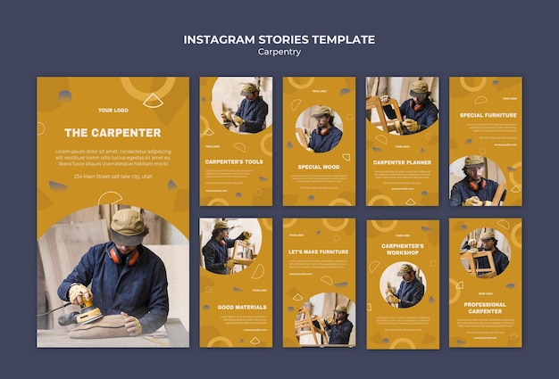 PSD modello di storie di instagram annuncio carpentiere