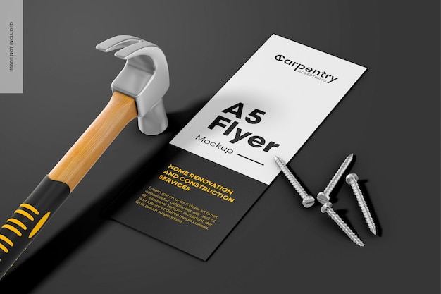 PSD Столярные изделия a5 flyer mockup perspective