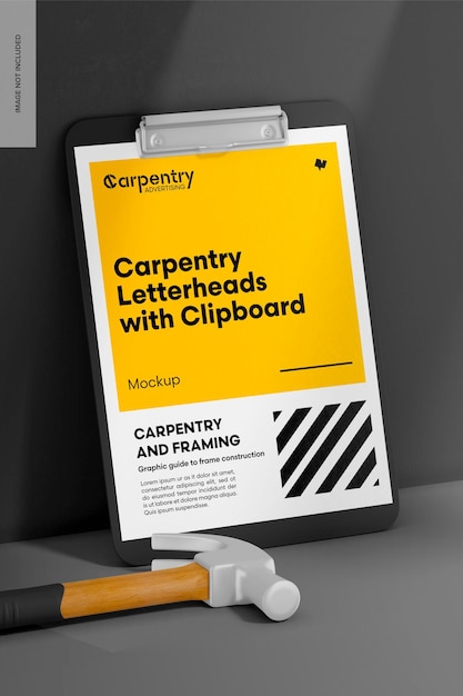 Carpentry Letterhead with Clipboard Mockup Leaned
