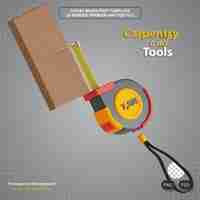 PSD carpentry and tools measuring tape 3d icon