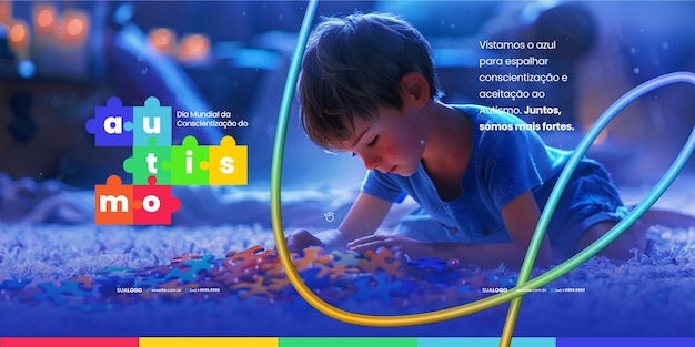 PSD carrossel dia mundial da conscientizacao do autismo (giornata mondiale della consapevolezza dell'autismo)